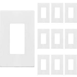ENERLITES Screwless Decorator Wall Plate Child Safe Outlet Cover, Size 1-Gang 4.68" H x 2.93" L, Polycarbonate Thermoplastic, SI8831-W-10PCS, White (10 Pack)