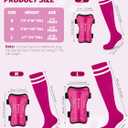 Hryrbay Kids Soccer Shin Guards and Socks Toddler Soccer Shin Pads Protective Defender Gear for Boys Girls Ages 3-15 Great for Training, Matches, Inspired by the World Cup Rose, Red, Small