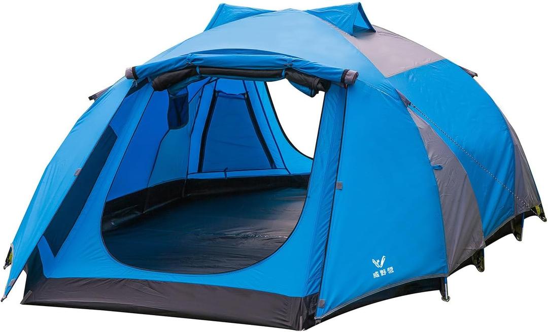 Camping Tent 3-4 Person, Waterproof Family Dome Tent with Removable Rainfly, Dual Two-Way Entry Doors & Mesh Windows, Portable Outdoor Tents for Camping, 10.66 ft W x 7.22 ft D x 4.10 ft H