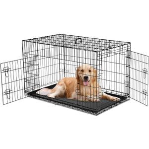 Dog Crate, 36 Inch Medium Wire Kennel, Metal Cages with Double Door, Leak-Proof Pan Tray, Folding Portable for Indoor Outdoor Travel