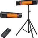 Infrared Electric Patio Heater, Colliford Indoor/Outdoor Heater, Standing Heaters for Garage, Backyard, Carbon Infrared Patio Heater with Tripod & Tip-Over Protection-1500W (TBC-15SD, Black)