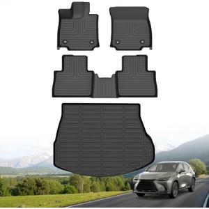 Hutisya-Floor Mats & Cargo Liner Set Fit for 2022-2026 Lexus NX/NX250/NX350/NX350 F Sport All Weather Protection Anti-Slip & Durable TPE Full Set Liners Automotive Accessories-Black