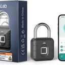 NexusLab Smart Fingerprint Padlock, Locker Lock, Gym Lock with TUYA App Control, IP67 Waterproof, 10 Fingerprints, Stainless Steel Shackle for School Locker, Fence, Gym Locker & Outdoor Gates