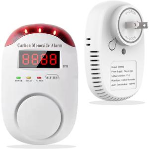 Carbon Monoxide Detectors Portable Carbon Monoxide Detector for Travel Plug in Wall with LED Digital Display Voice Light Plug and Play