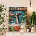 Animal Bathing Paint by Numbers Kit for Adults & Kids Ages 8-12,Dog in Bathtub Paint by Number on Canvas Easy to Paint for Beginner Botanical Acrylic Paintwork Home Wall Decor 16"x20" (DIY Frame)