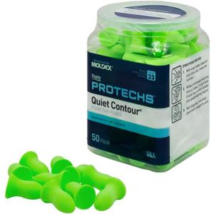 Flents Protechs Foam Ear Plugs, 50 Pair for Sleeping, Snoring, Loud Noise, Traveling, Concerts, Construction, Studying, Work, Shooting, Contour to Ear, NRR 33, Noise Cancelling, Green, Made in the USA