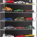 KISLANE 5-Tier Acrylic Toy Car Storage, Toy Cars & Matchbox Cars Display Case, Transparent Toy Car Case Showcase with Magnetic Switch Door (5-Tiers)