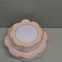 100 PCS White and Pink Disposable Plates for 50 Guests, Scalloped Plastic Plates Include 50 Dinner Plates and 50 Dessert Plates for Party, Wedding and Graduation