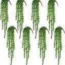 CEWOR 8pcs Artificial Succulents Hanging Greenery Plants Fake String of Pearls for Wall Home Garden Outdoor Decor (24 Inches Each Length)