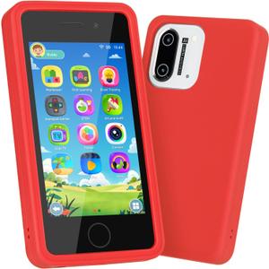 3.97" Touchscreen Kids Toys Smart Phone, Kids Phone with Games & Dual Camera, Toddler Toys Phone, Boys and Girls Learning Toy Phone for 3-9 Years Old (Red)