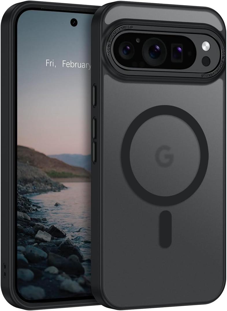 BENTOBEN Magnetic for Google Pixel 9 Pro XL Case, Pixel 9ProXL Phone Case Compatible with MagSafe, Translucent Matte Slim Shockproof Protective Magnetic Cover for Google 9 ProXL 6.8 inch, Black