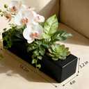 Sleek Oblong Faux Succulent Arrangement – Rectangular Weather-Resistant Planter – Indoor/Outdoor Decor, Low-Maintenance & Eye-Catching Greenery Accent Black