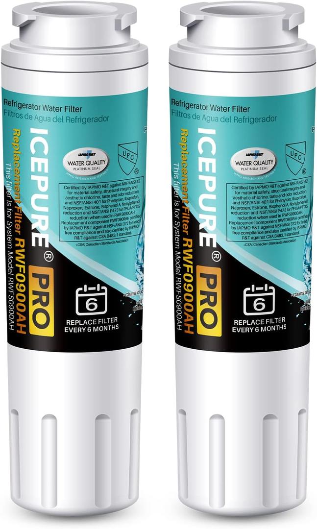 ICEPURE PRO UKF8001 NSF401&473&53&42 Certified Replacement Everydrop EDR4RXD1, Filter 4, Maytag UKF8001AXX UKF8001P, Whirlpool 4396395 WF-UKF8001 FMM-2 MPF15090 SGF-M9 Refrigerator Water Filter 2PACK
