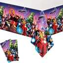 2Pack Super Hero Tablecloth Disposable Tablecover Birthday Party Supplies and Decorations for Kid Boy Baby Shower Rectangle Tables 70"X42" (Multi Color)