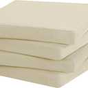 Favoyard Outdoor Chair Cushion Set of 4 Rainproof & Color Fade Resistant 19 x 19 x 2 in Square Corner Patio Furniture Cushions with Waterproof Hidden Zipper Attach Ties for Dining Table Chairs Seats (Beige)