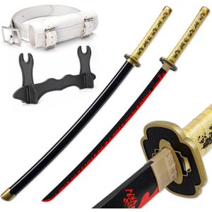 Zisu Demon Katana Sword, About 41 inches, Hashira Pillars & Protagonist Katana for Cosplay Purpose, Anime Original Texture (Maroon)