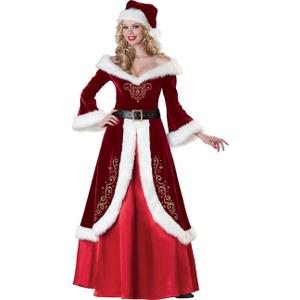 Cuteshower Women's Deluxe Costume Mrs. Claus Clothing Cosplay Suit for Christmas (Large, Red)