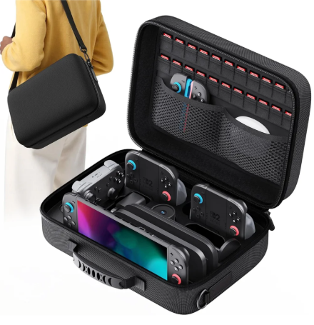 Lmcpa Storage Case for Nintendo Switch 2,Protective Hard Travel Carry Case for Switch 2 Camera, Console, Pro Controller and Other Switch 2 Accessories with 22 Game Cartridges and Shoulder Strap, Black