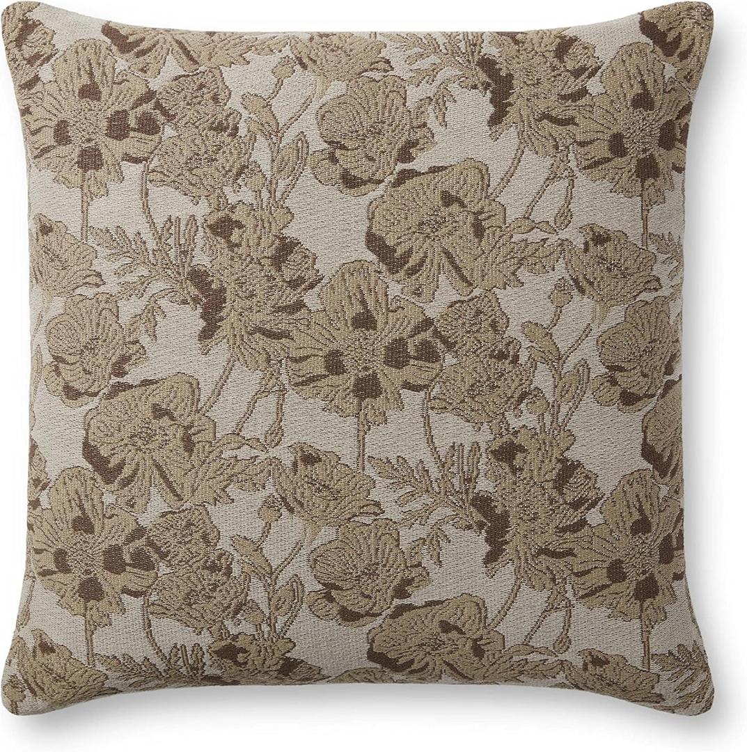 Loloi Chris Loves Julia Matilda Collection PCJ0008 Beige/Mocha 18'' x 18'' Cover Only Cover Pillow (Beige / Mocha)