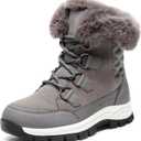 DREAM PAIRS Waterproof Snow Boots for Women, Faux Fur Cozy Warm Insulated Winter Boots Lace Up Mid-Calf Outdoor Shoes for Walking Hiking Hespera (8, Dark Grey)