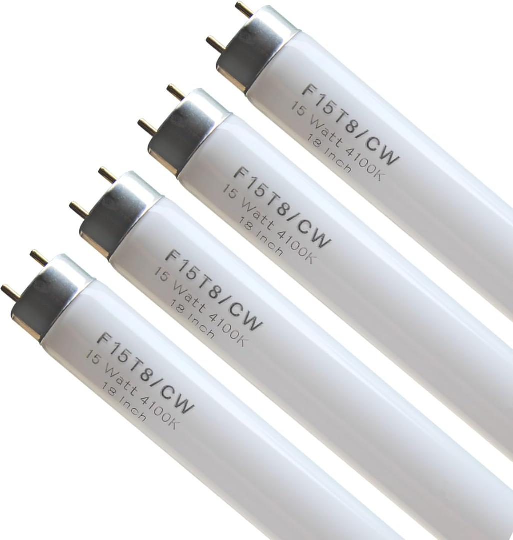 18" F15T8/CW RV Fluorescent Light Bulb,T8 15 Watt Cool White Tube,Replacement Bulb for Philips Alto ECO GE Staco Light Fixture,G13 BiPin Base,4100K (4PACK)