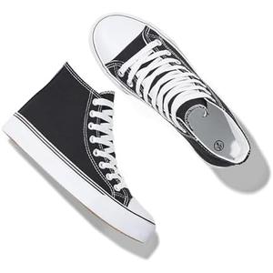 Iarus High Top Sneakers for Women White Canvas Comfortable Shoes for Women Walking Casual Sneakers Tennis Shoes 10.5