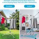 JS HANGER Drying Natural Clothes Airer Outdoor Portable 4-arm Aluminum Drying Rack w/Ground Stake, Carry Bag, 28-Lines with 65 ft. Umbrella Clothesline