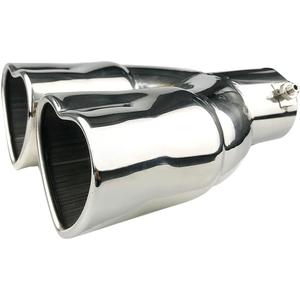 Dual Exhaust Tip 2.5 inch Inlet, Universal Car Exhaust Pipe Modification Tail Throat Tail Pipe Stainless Steel Muffler Tip, Adjustable Heart Shaped Car Decoration (Straight,Silver)