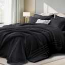 Queen Comforter Set Black - Bed in a Bag Queen Size, 7 Pieces, Soft Bedding Set for All Seasons, Premium Queen Comforter Set with Comforter, Sheets, Pillowcases & Shams