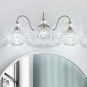 Brushed Nickel 3-Light Bathroom Vanity Light with Floral Clear Glass Shades, Brushed Nickel Wall Mount Lighting for Bathroom, Dressing Table