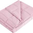 L'AGRATY Weighted Blanket - 48"x72" 20lbs Cooling Breathable Heavy Blanket Microfiber Material with Glass Beads for Adult All-Season Summer Fall Winter Soft Thick Comfort (04-pink)