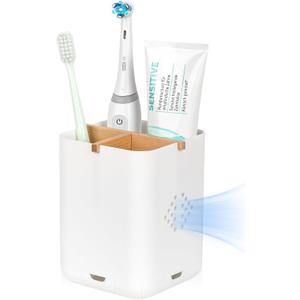 Toothbrush Holders for Bathroom Countertop, Detachable Electric Toothbrush Holder with Divider Toothbrush and Toothpaste Organizer Storage (3 Slots White)