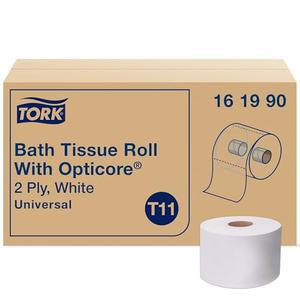 Tork OptiCore Mid-size Toilet Paper Roll White T11, Universal, 2-ply, 36 x 865 sheets, 161990