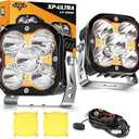 Auxbeam XP-Ultra Series 4.5'' LED Pods, 128W 15200LM Hyper Spotlight Offroad Lights with DRL, Off Road Light Bars Fog Light with Amber Covers, Cube Ditch Lights for Jeep UTV ATV Off Road, Pair