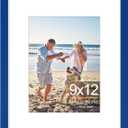 decorUhome 9x12 Picture Frame, Display Pictures 6x8 with Mat or 9x12 without Mat, Wall & Tabletop Display Photo Frame, Royal Blue, 1 Pack