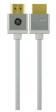 GE UltraPro HDMI Cable, High Speed, Ethernet, 8ft. HDMI Cord, 4K Ultra HD, Full HD 1080P, 10.2Gbps Data Transfer, Works with HDTV/Cable/Game Consoles/Blu-Ray, Gold Plated Connectors, Silver, 33510