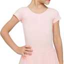 MdnMd Toddler Ballet Leotards for Girls Dance Leotards with Skirt Gymnastic Ballerina Outfit Dress Classic Short Sleeve (6-8 Years)