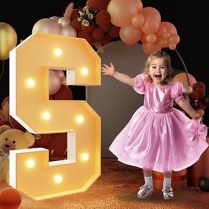 imprsv 3FT Block Marquee Letters, Marquee Light Up Letters for Birthday Baby Shower Party Backdrop Decor, Large Light Up Letters for Wedding Decorations Engagement Party Decorations, Letter S