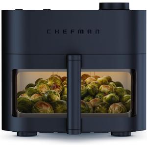 Chefman Crispinator Air Fryer 7-in-1 with 8 Qt Capacity, 450°F Max Temp & TurboFry Pro Technology for Fast, Even Results, Bake, Broil, Dehydrate, Viewing Window, Nonstick Ceramic-Coated Basket