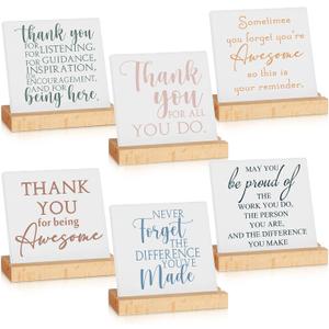 Sieral 6 Packs Employee Appreciation Gifts for Women Desk Decor with Inspirational Thank You Sign Staff Appreciation Gift for Teacher Administrative Professional 911 Dispatcher(Thanks,Multicolor)