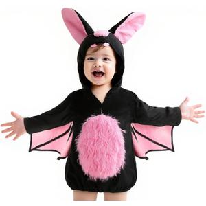 Halloween Baby Animal Plush Costume Kids Cartoon Onesie Pajamas Homewear Outfit Infants Jumpsuit (2-24, Bat)