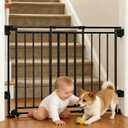 Extra Wide Baby Gate for Doorways 29" Tall Safety Gate for Kids&Pets,Pressure Mounted with Auto Close,Walk-Thru Metal Gate,Adjustable Width 26.4"-43",Indoor Pet Gate for Stairs & Hallways Black