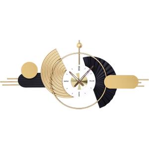 39x18 Inch Modern Decorative Wall Clock Battery Operated, Unique Silent Non-Ticking Large Clocks for Living Room, Kitchen, Bedroom, Office Abstract Design Timepiece