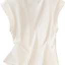 SOLY HUX Women's Contrast Mesh Sheer T Shirt Cap Sleeve Crewneck Slim Fit Tee Going Out Summer Tops (White, S)