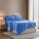 Nestl Short Queen Bed Sheet Set - Calm Blue - 4-Piece Deep Pocket | Instantly Soft, Night-One Ready (No Wash Required). Fits 16-Inch Deep Pockets, 360-Degree Elastic Grip