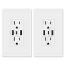 GaN 30W 6Amp 3-Port USB Wall Outlet, 15 Amp Tamper-Resistant Receptacle with 2 USB Type A & 1 Type C Port, USB Charger for iPhone/iPad/Samsung/LG/HTC, UL Listed - 2 Pack