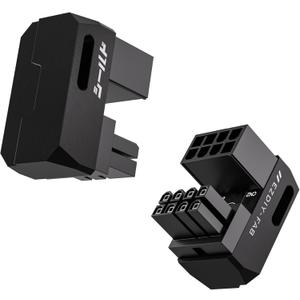 EZDIY-FAB Shield Series 8-Pin PCIe GPU Power Adapter,180-Degree U-Turn Angled Connector, Aluminum Design for Graphics Cards  Standard Type,Black-2 Pack