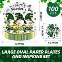 Lejof 100Count St.Patricks Oval Paper Plates and Napkins Sets -10" x 12" Heavy Duty Party Plates and 6.5'' Napkins for St.Patricks Party