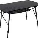 Portal Camping Table Portable Foldable with Adjustable Legs, Aluminum Folding Table Roll Up Table with Carrying Bag for Outdoor, Beach, Picnic, Backyards, BBQ and Party, Black, Big, Extra Large-47.2"L x 27.6"W