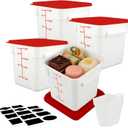 Square Food Containers with Lids 4-Pack, Commercial Grade Plastic Bins for Restaurant Kitchen Pantry Storage, Freezer & Dishwasher Safe (Red, 8QT-4PACK)